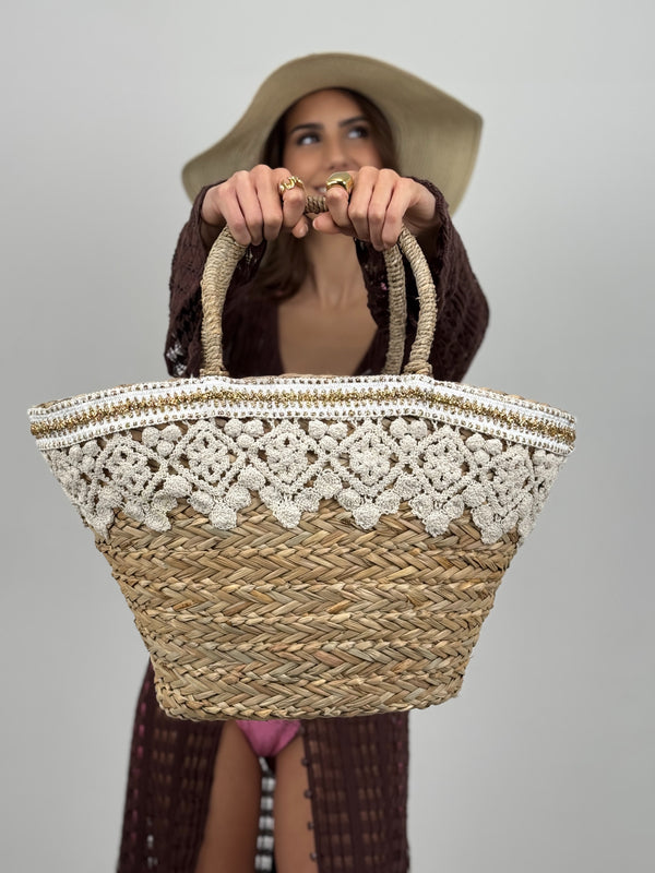 Borsa Intrecciata con Pizzo