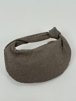 Borsa Knot Media Suede Grigia