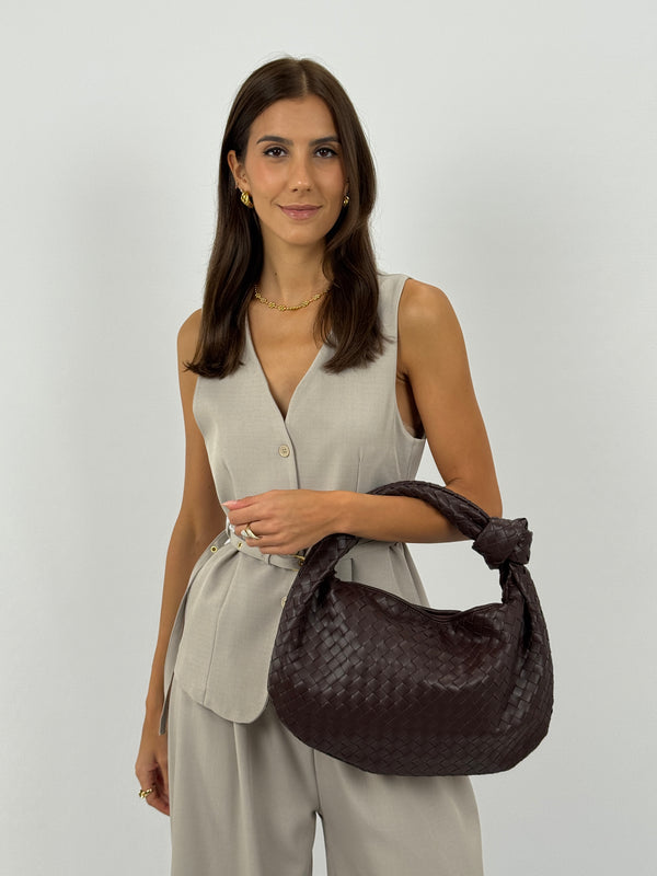 Borsa Knot Media Marrone