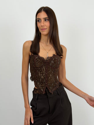 Corsetto in Pizzo Marrone
