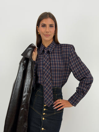 Camicia Check con Cravatta Blu Lumina