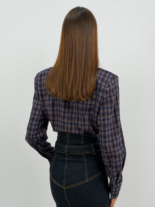 Camicia Check con Cravatta Blu Lumina