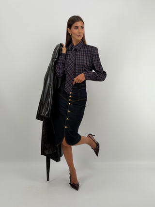Camicia Check con Cravatta Blu Lumina