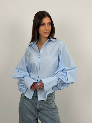 Camicia Avvitata con Maniche Ampie Azzurra