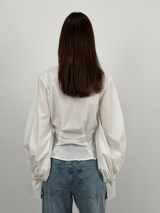 Camicia Avvitata con Maniche Ampie Bianca
