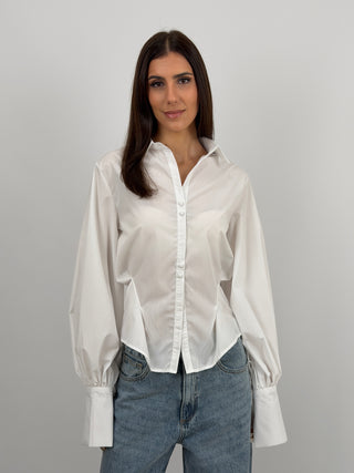 Camicia Avvitata con Maniche Ampie Bianca