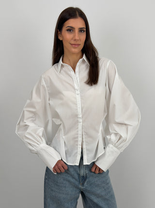 Camicia Avvitata con Maniche Ampie Bianca