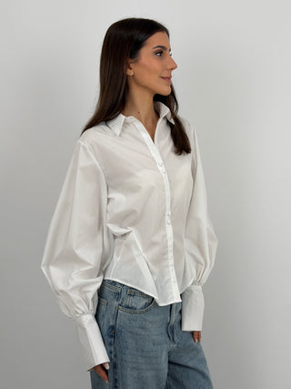 Camicia Avvitata con Maniche Ampie Bianca
