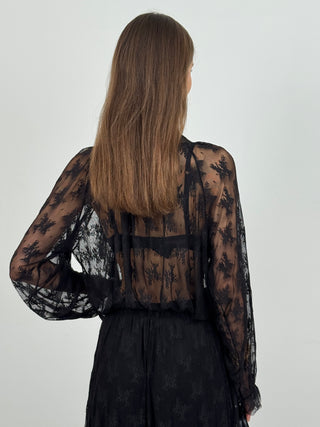 Blusa in Pizzo con Volant Flor Nera