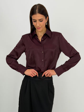 Body Camicia Lumina Satin con Spalline Burgundy