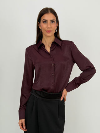 Body Camicia Lumina Satin con Spalline Burgundy