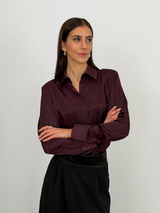 Body Camicia Lumina Satin con Spalline Burgundy