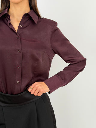 Body Camicia Lumina Satin con Spalline Burgundy