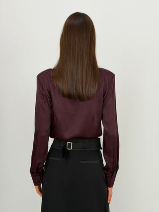 Body Camicia Lumina Satin con Spalline Burgundy