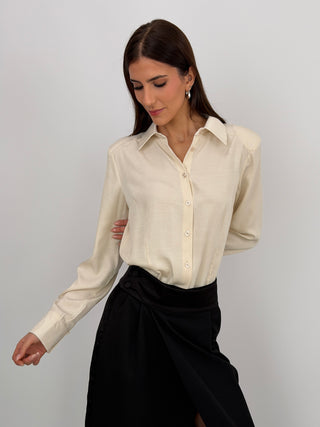 Body Camicia Lumina Satin con Spalline Crema
