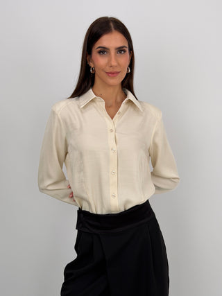 Body Camicia Lumina Satin con Spalline Crema