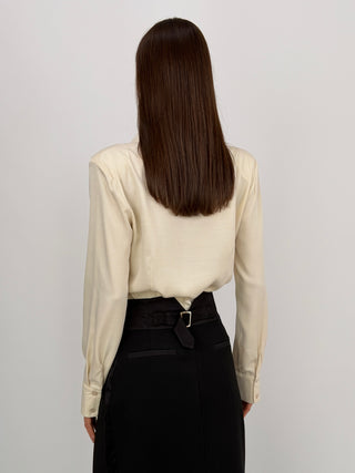 Body Camicia Lumina Satin con Spalline Crema