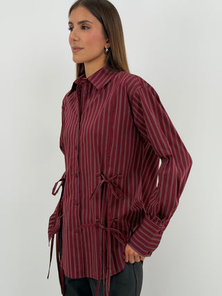 Camicia a Righe Bordeaux - Lumina