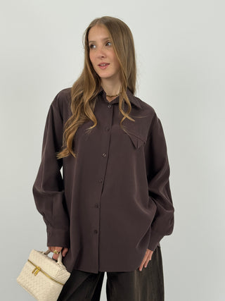 Camicia Lumina con Taschino a Triangolo Marrone
