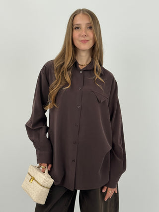 Camicia Lumina con Taschino a Triangolo Marrone