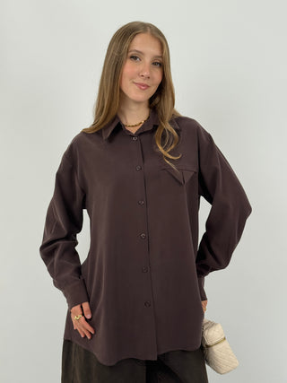 Camicia Lumina con Taschino a Triangolo Marrone