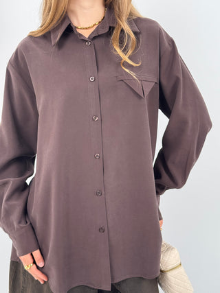 Camicia Lumina con Taschino a Triangolo Marrone