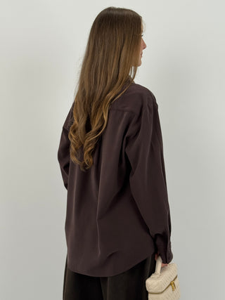 Camicia Lumina con Taschino a Triangolo Marrone