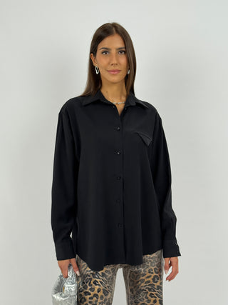 Camicia Lumina con Taschino a Triangolo Nera