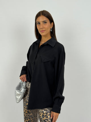 Camicia Lumina con Taschino a Triangolo Nera