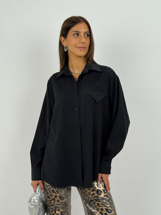 Camicia Lumina con Taschino a Triangolo Nera