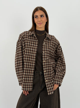 Camicia a Quadri in Flanella Marrone