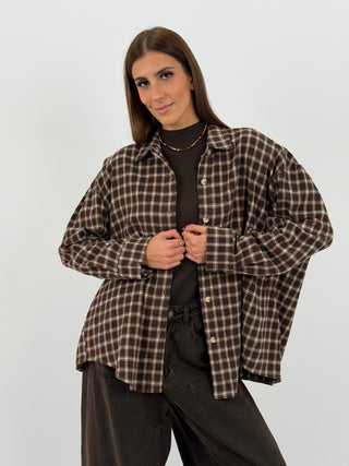 Camicia a Quadri in Flanella Marrone