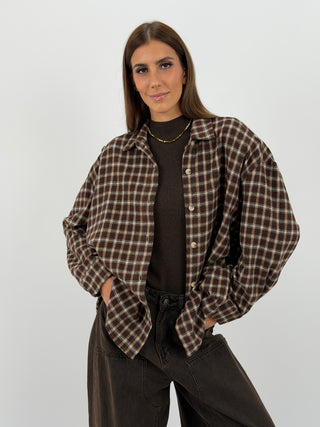 Camicia a Quadri in Flanella Marrone
