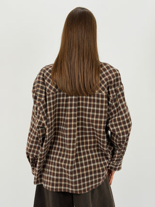 Camicia a Quadri in Flanella Marrone