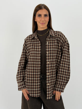 Camicia a Quadri in Flanella Marrone