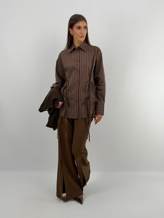 Camicia a Righe Marrone - Lumina