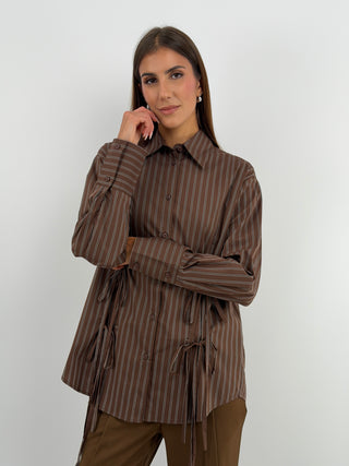 Camicia a Righe Marrone - Lumina