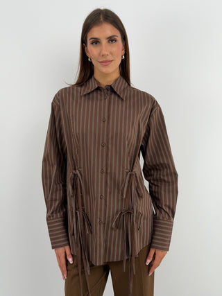 Camicia a Righe Marrone - Lumina