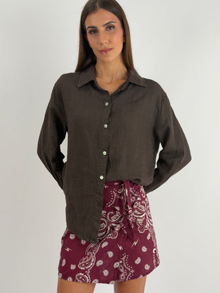 Camicia in Lino Marrone