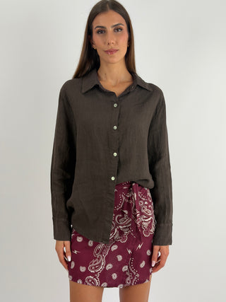 Camicia in Lino Marrone