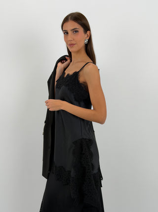 Top Asimettrico con Pizzo Nera