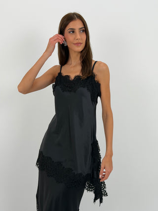 Top Asimettrico con Pizzo Nera