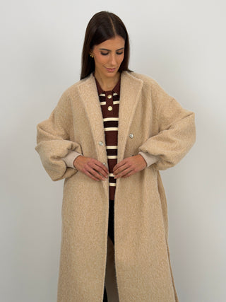Cappotto Lumina con Cintura Beige