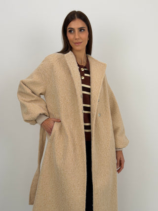 Cappotto Lumina con Cintura Beige