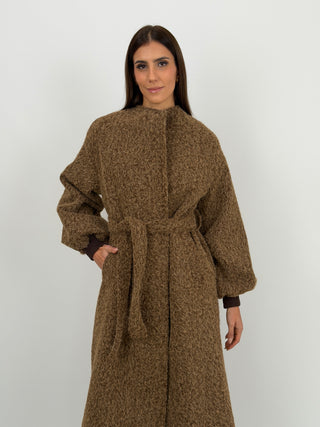 Cappotto Lumina con Cintura Marrone