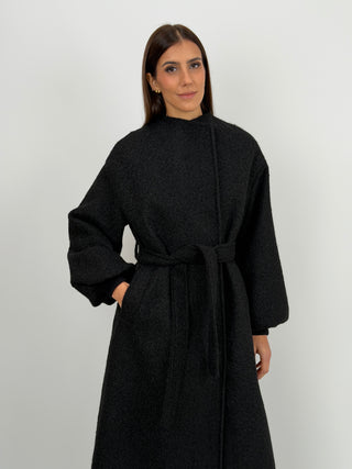Cappotto Lumina con Cintura Nero