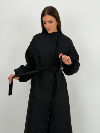 Cappotto Lumina con Cintura Nero