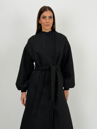 Cappotto Lumina con Cintura Nero