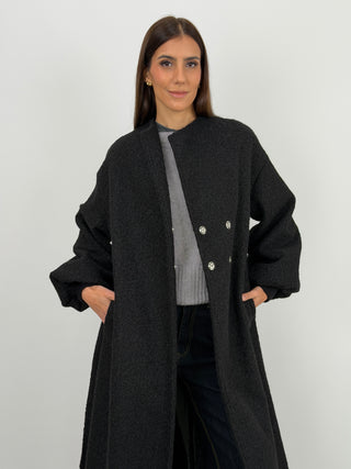 Cappotto Lumina con Cintura Nero
