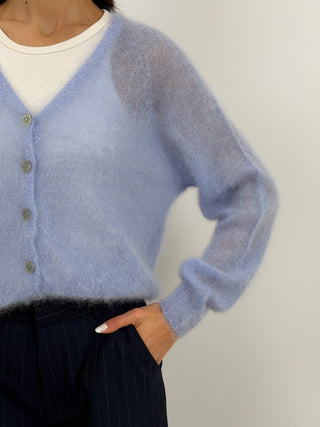 Cardigan Kid Mohair Ultrafine Azzurro